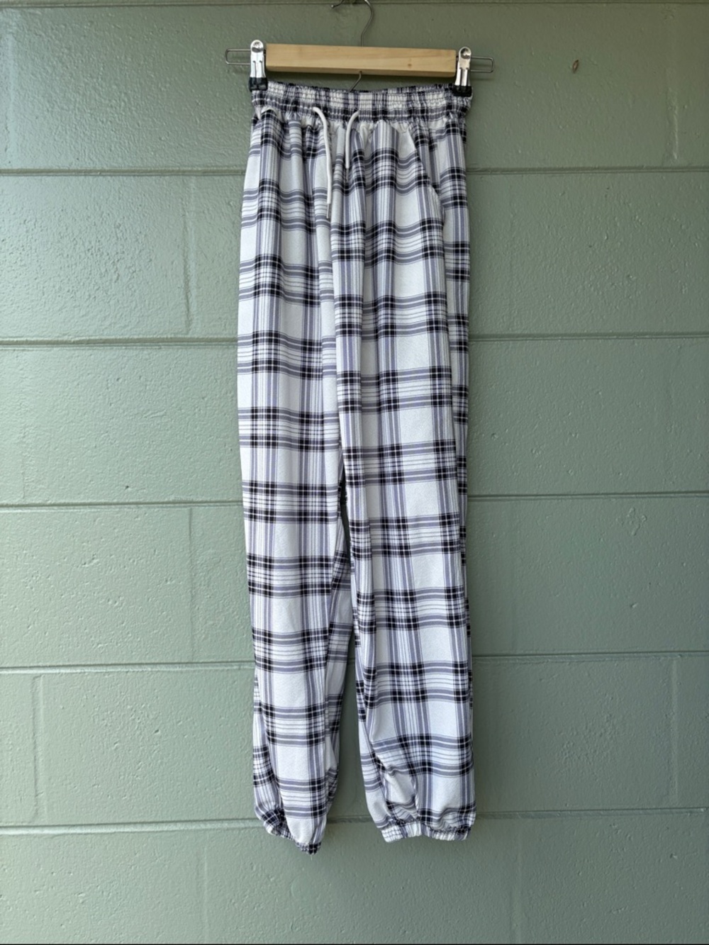 Black and White Plaid Jogger Pants